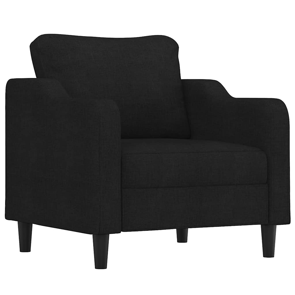 Fotelja s tabureom crna 60 cm od tkanine