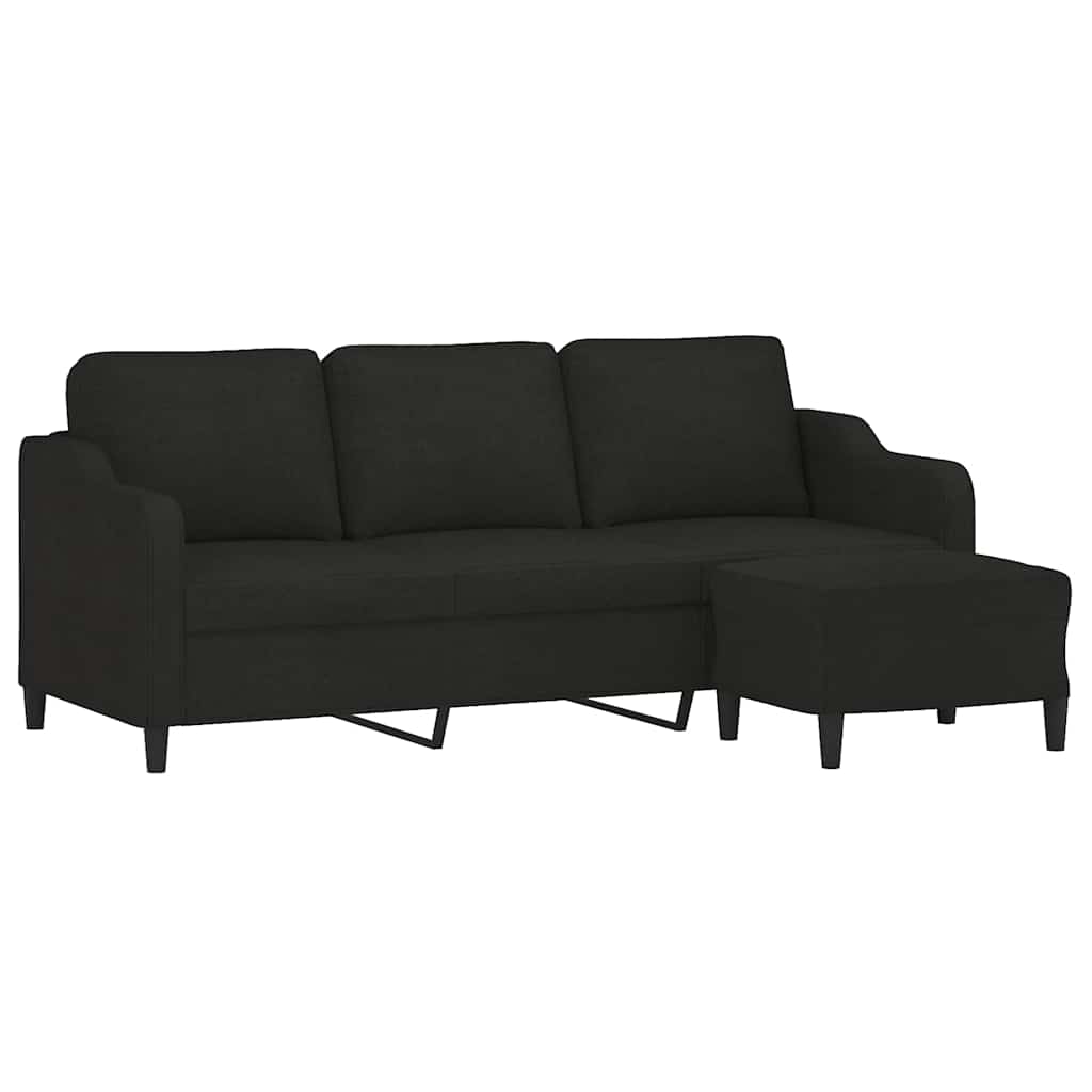 Trosjed s tabureom crni 180 cm od tkanine