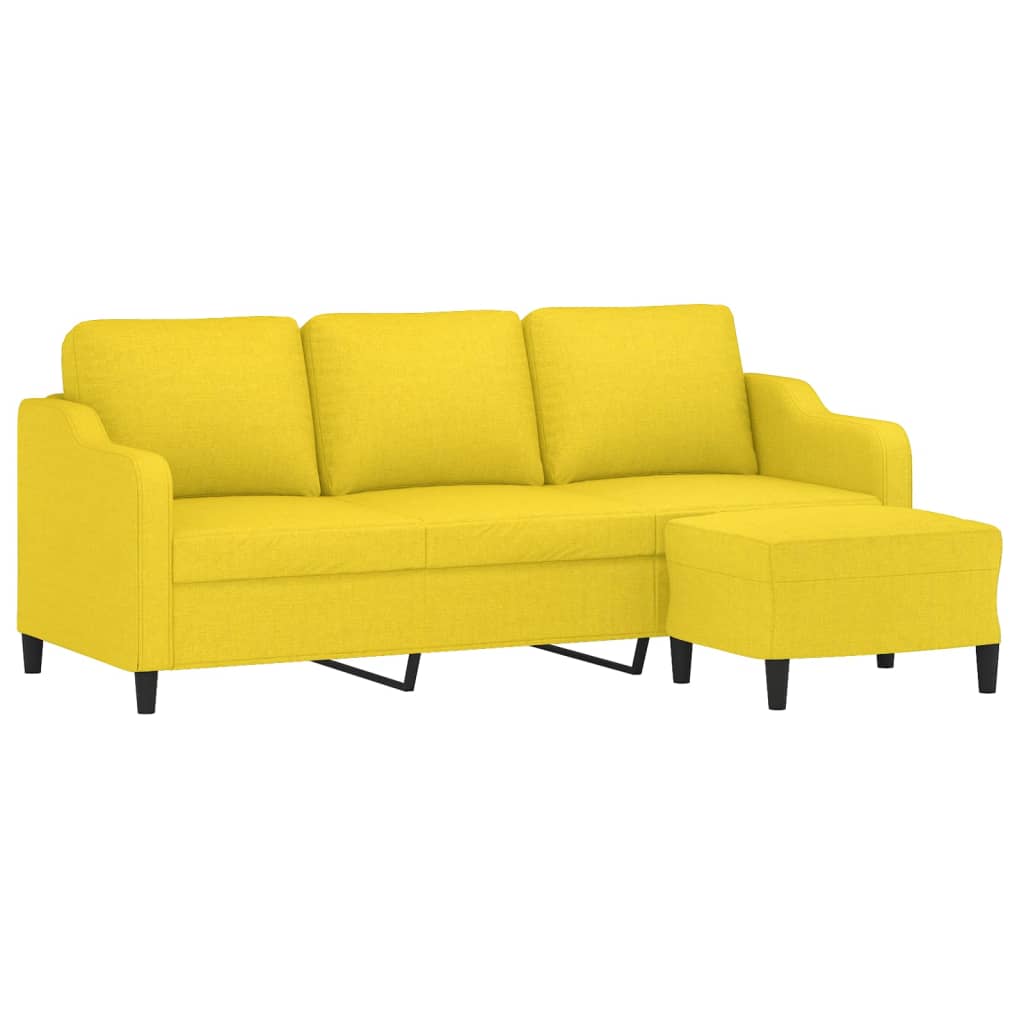Trosjed s tabureom svjetložuti 180 cm od tkanine
