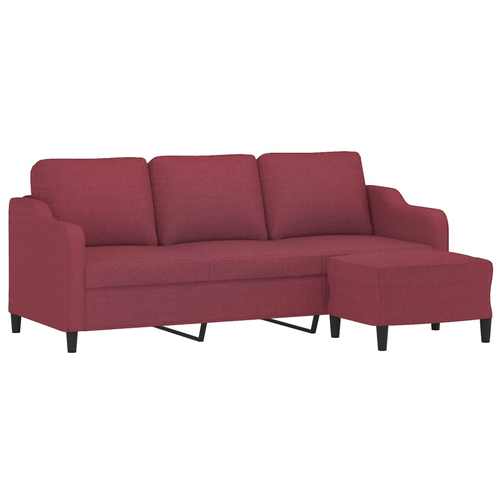 Trosjed s tabureom crvena boja vina 180 cm od tkanine