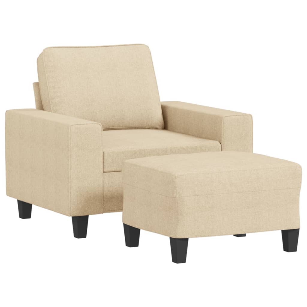 Fotelja s tabureom krem 60 cm od tkanine