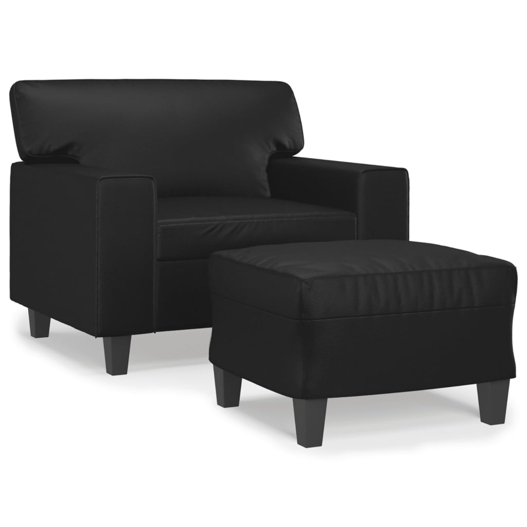 Fotelja s tabureom 60 cm od umjetne kože