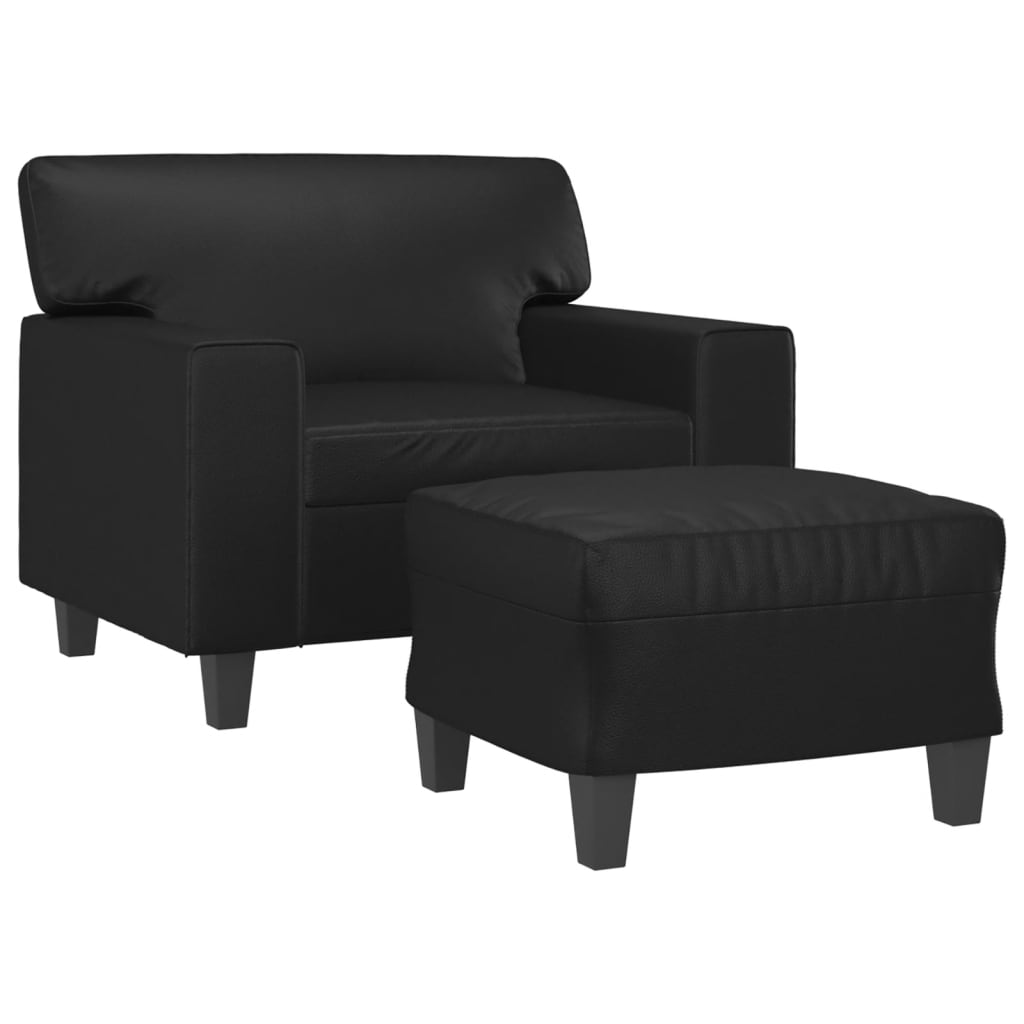 Fotelja s tabureom 60 cm od umjetne kože