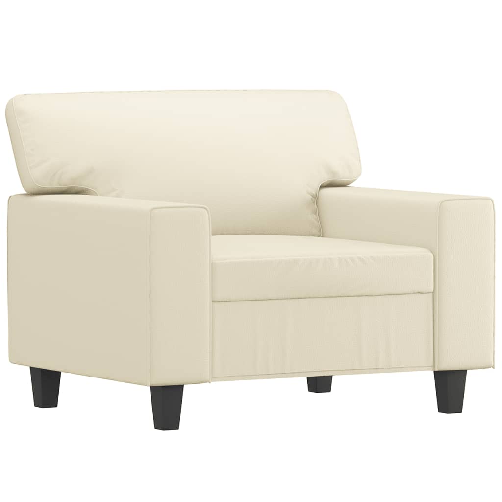 Fotelja s tabureom krem 60 cm od umjetne kože