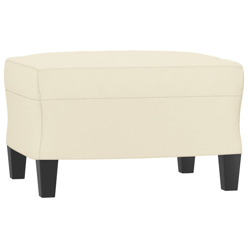 Fotelja s tabureom krem 60 cm od umjetne kože