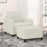 Fotelja s tabureom krem 60 cm baršunasta