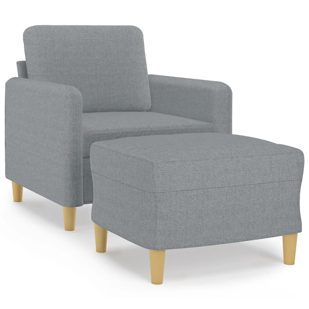Fotelja s tabureom svjetlosiva 60 cm od tkanine