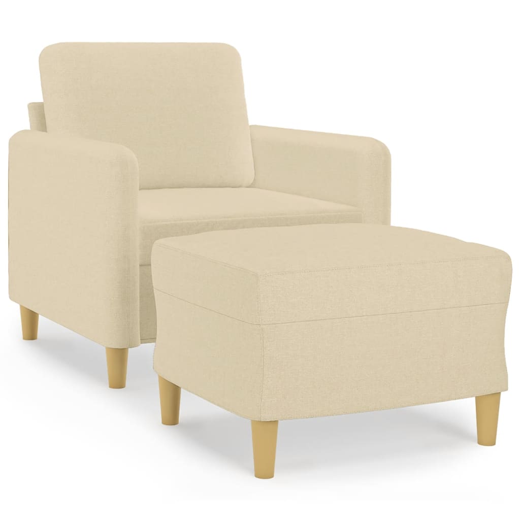 Fotelja s tabureom krem 60 cm od tkanine