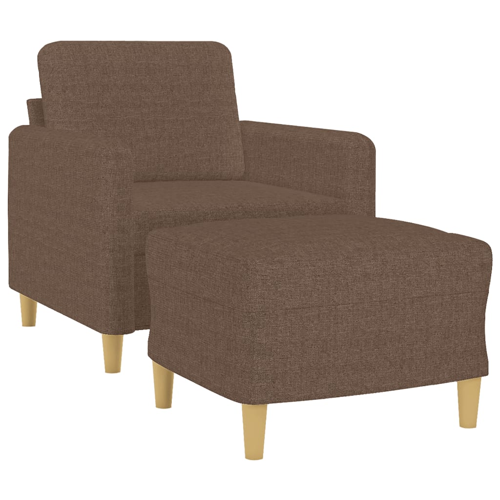 Fotelja s tabureom smeđa 60 cm od tkanine
