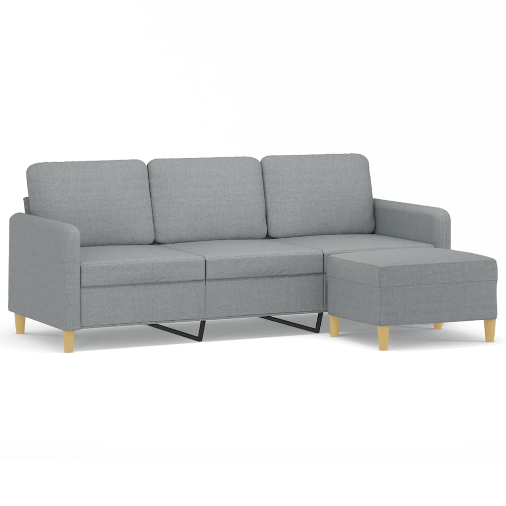 Trosjed s tabureom svjetlosivi 180 cm od tkanine