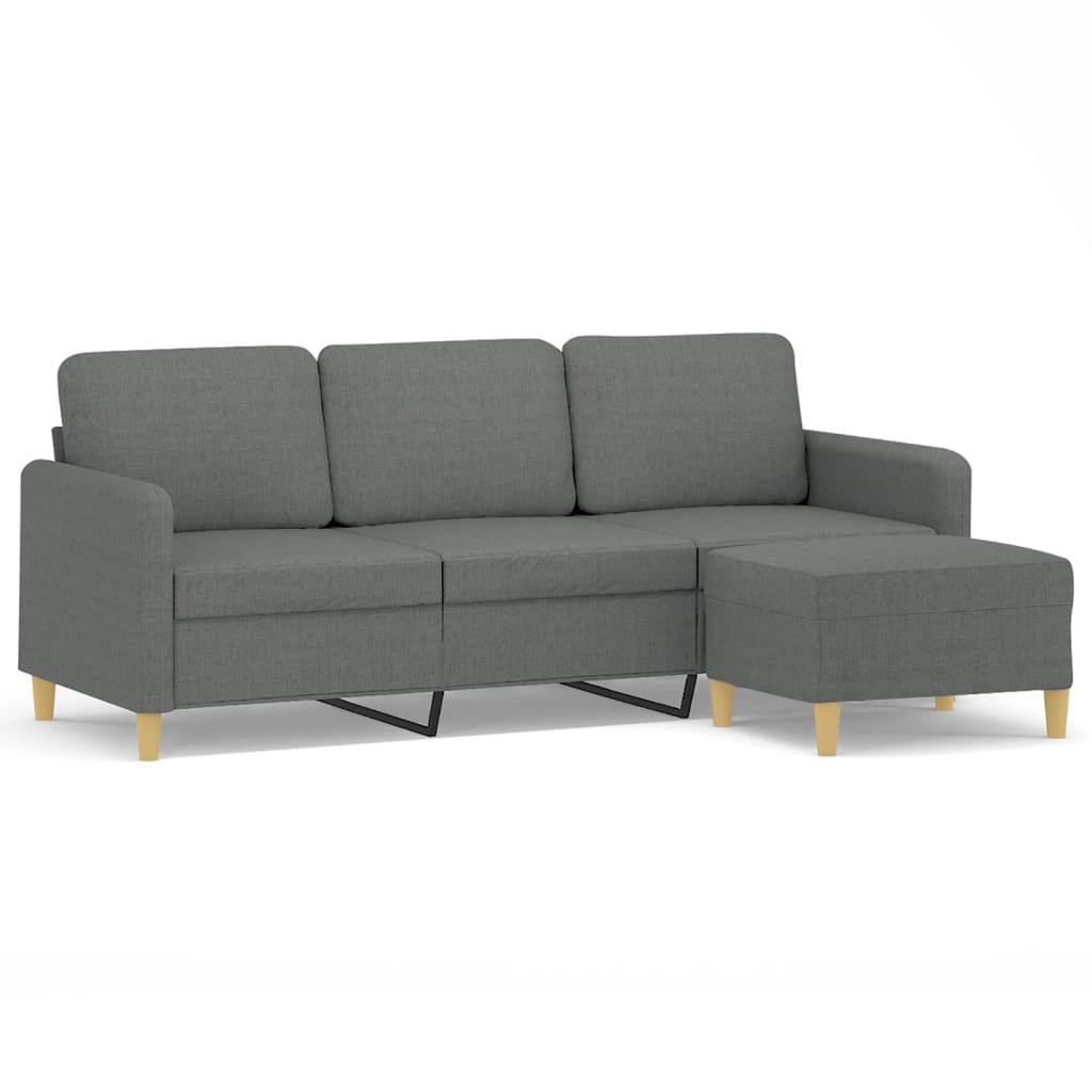 Trosjed s tabureom tamnosivi 180 cm od tkanine