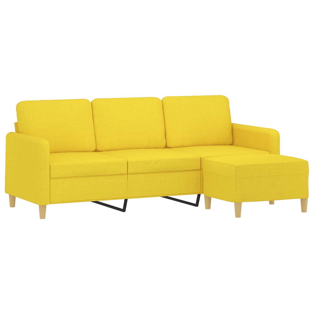 Trosjed s tabureom svjetložuti 180 cm od tkanine