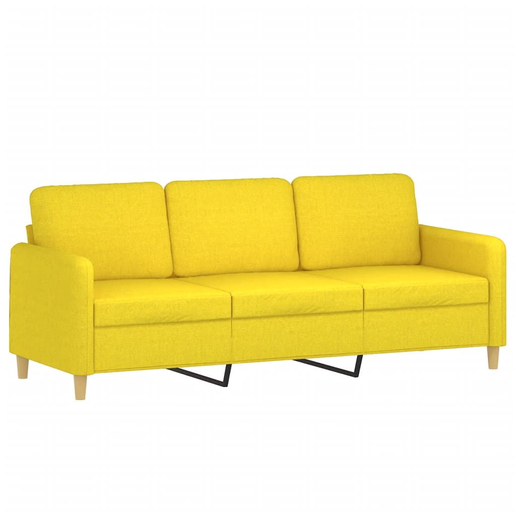 Trosjed s tabureom svjetložuti 180 cm od tkanine