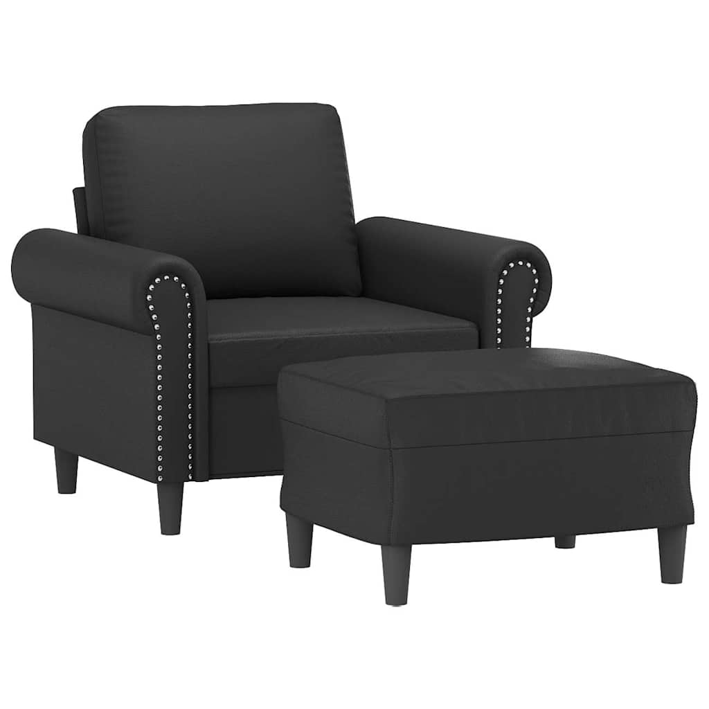 Fotelja s tabureom 60 cm od umjetne kože