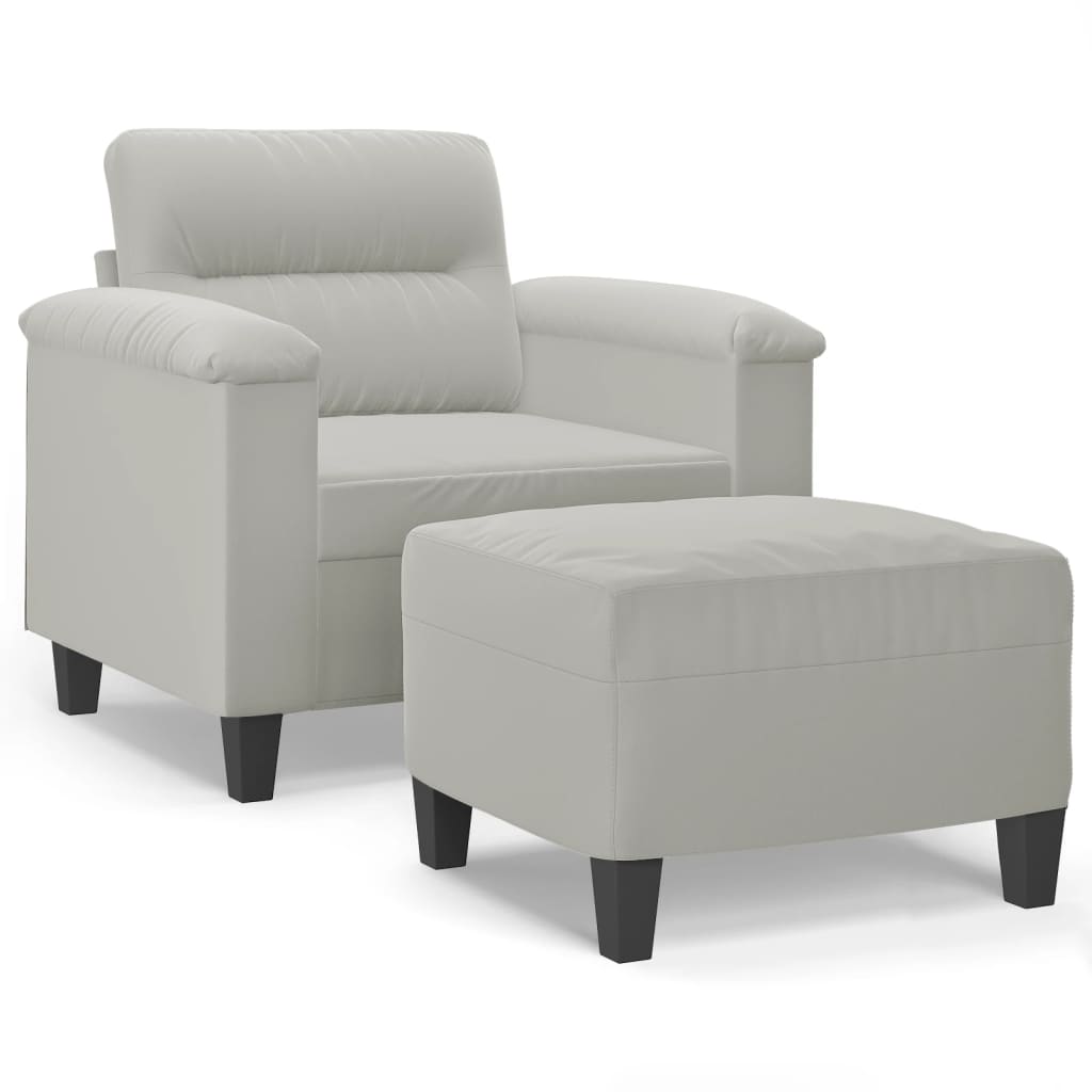 Fotelja s tabureom svjetlosiva 60 cm od mikrovlakna