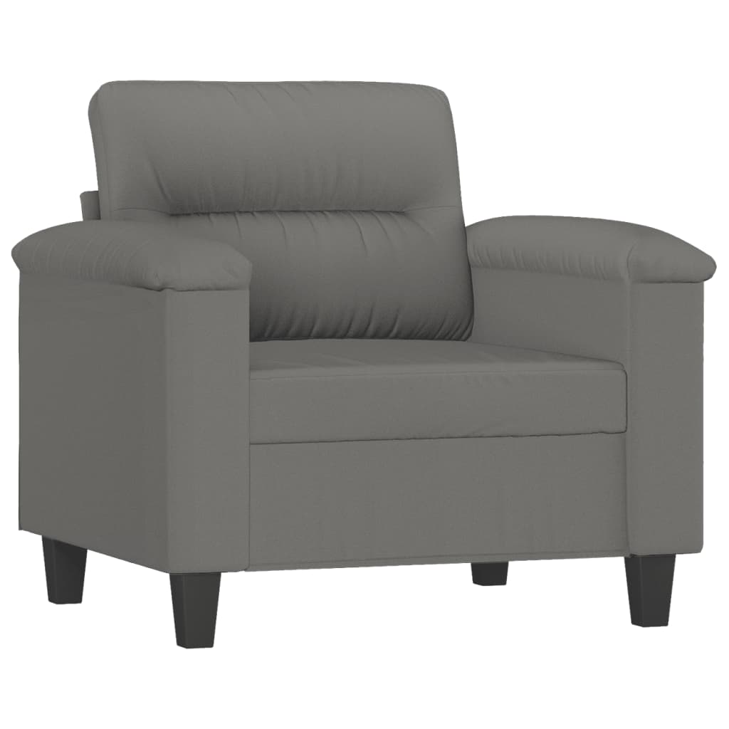Fotelja s tabureom tamnosiva 60 cm od mikrovlakna