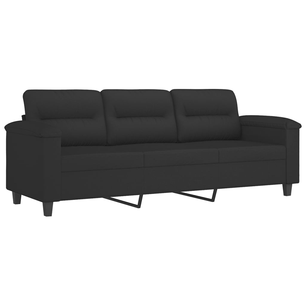 Trosjed s tabureom crni 180 cm od mikrovlakana
