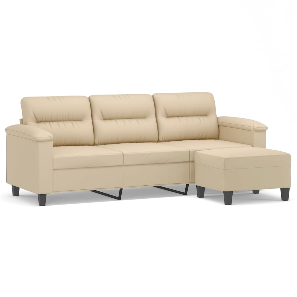 Trosjed s tabureom krem 180 cm od mikrovlakana