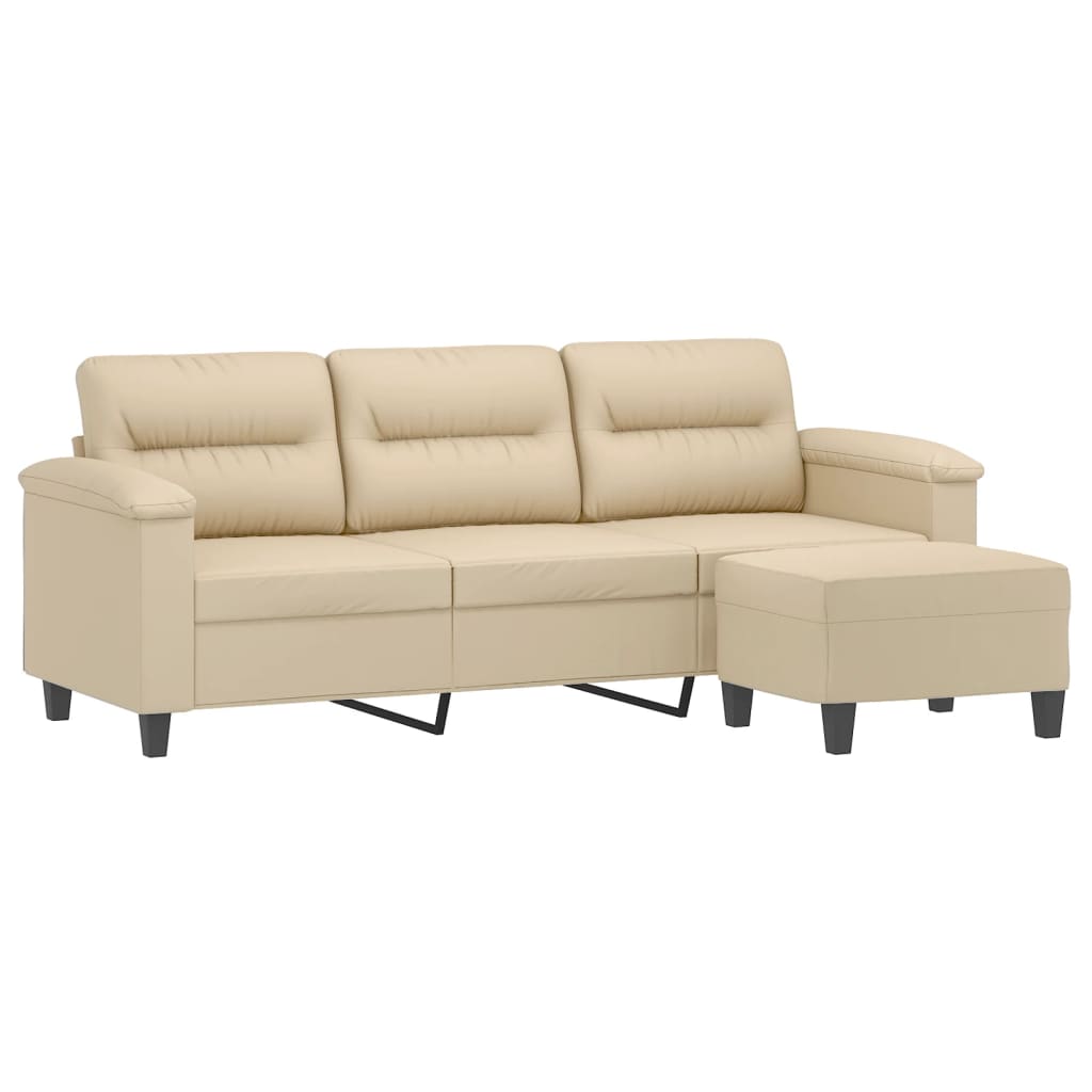Trosjed s tabureom krem 180 cm od mikrovlakana