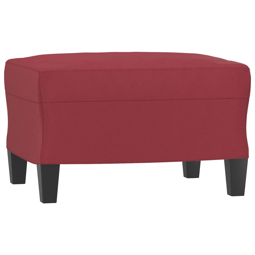 Fotelja s tabureom crvena boja vina 60 cm od umjetne kože