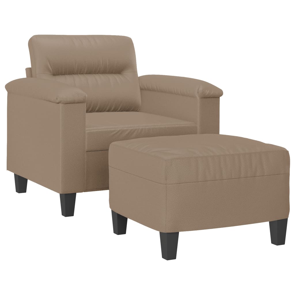 Fotelja s tabureom boja cappuccina 60 cm od umjetne kože