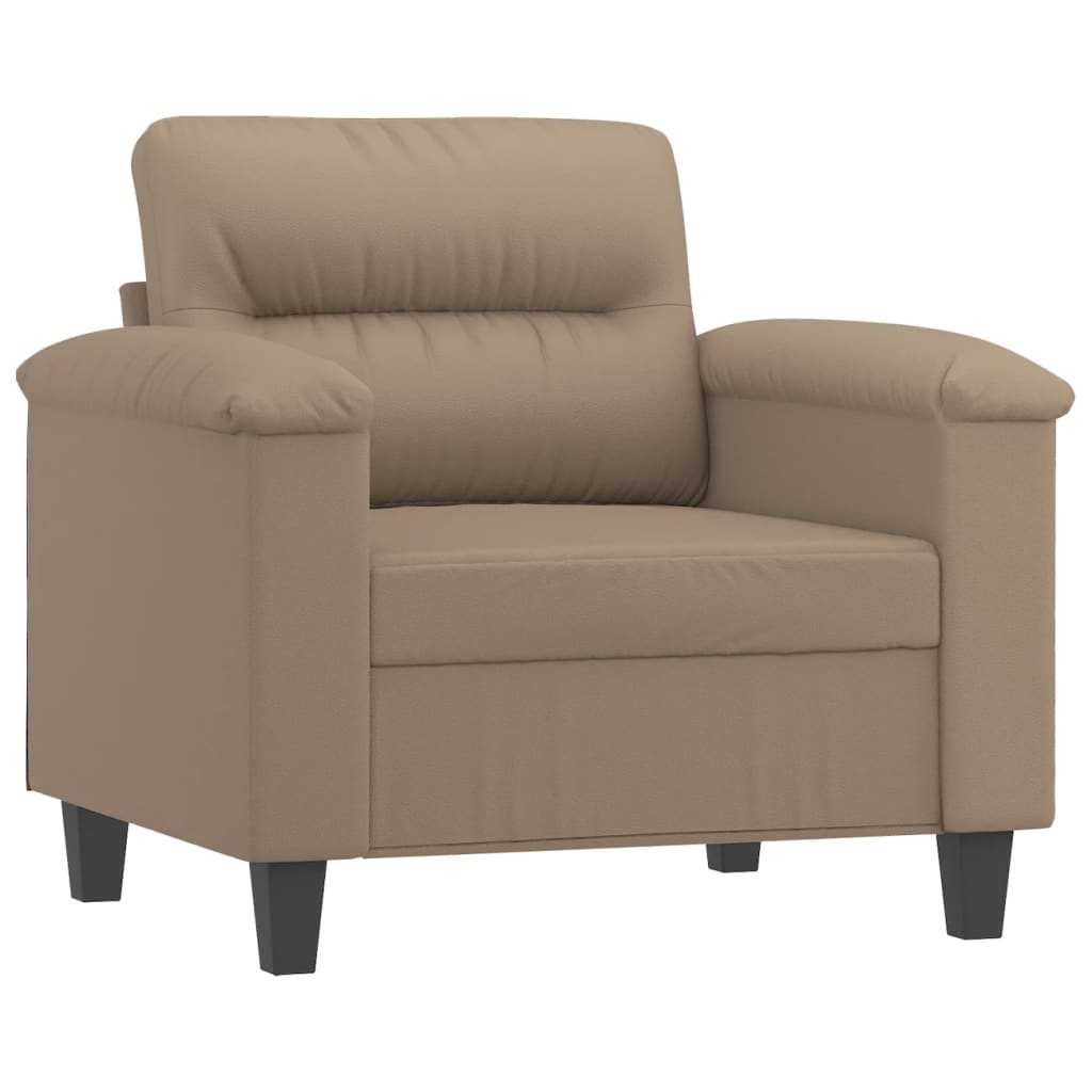Fotelja s tabureom boja cappuccina 60 cm od umjetne kože