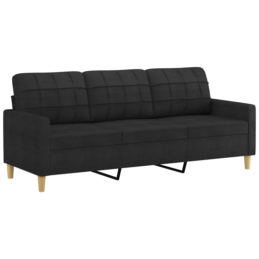 3-dijelni set sofa s jastucima crni od tkanine