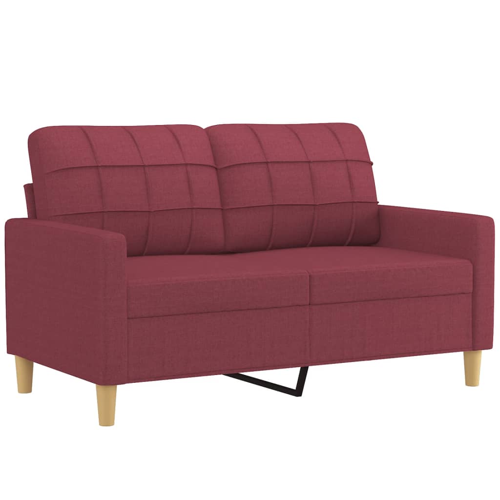 3-dijelni set sofa s jastucima crvena boja vina od tkanine