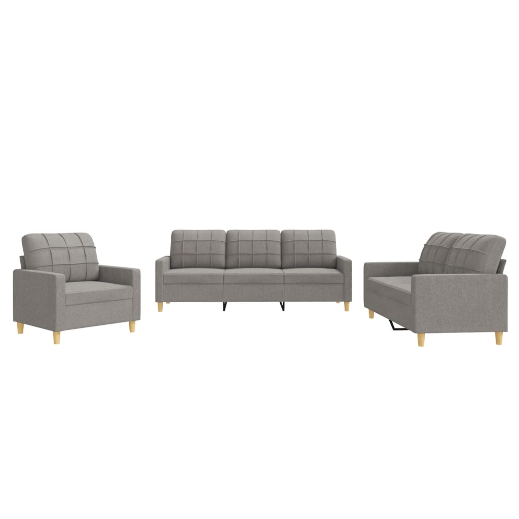 3-dijelni set sofa s jastucima smeđesivi od tkanine
