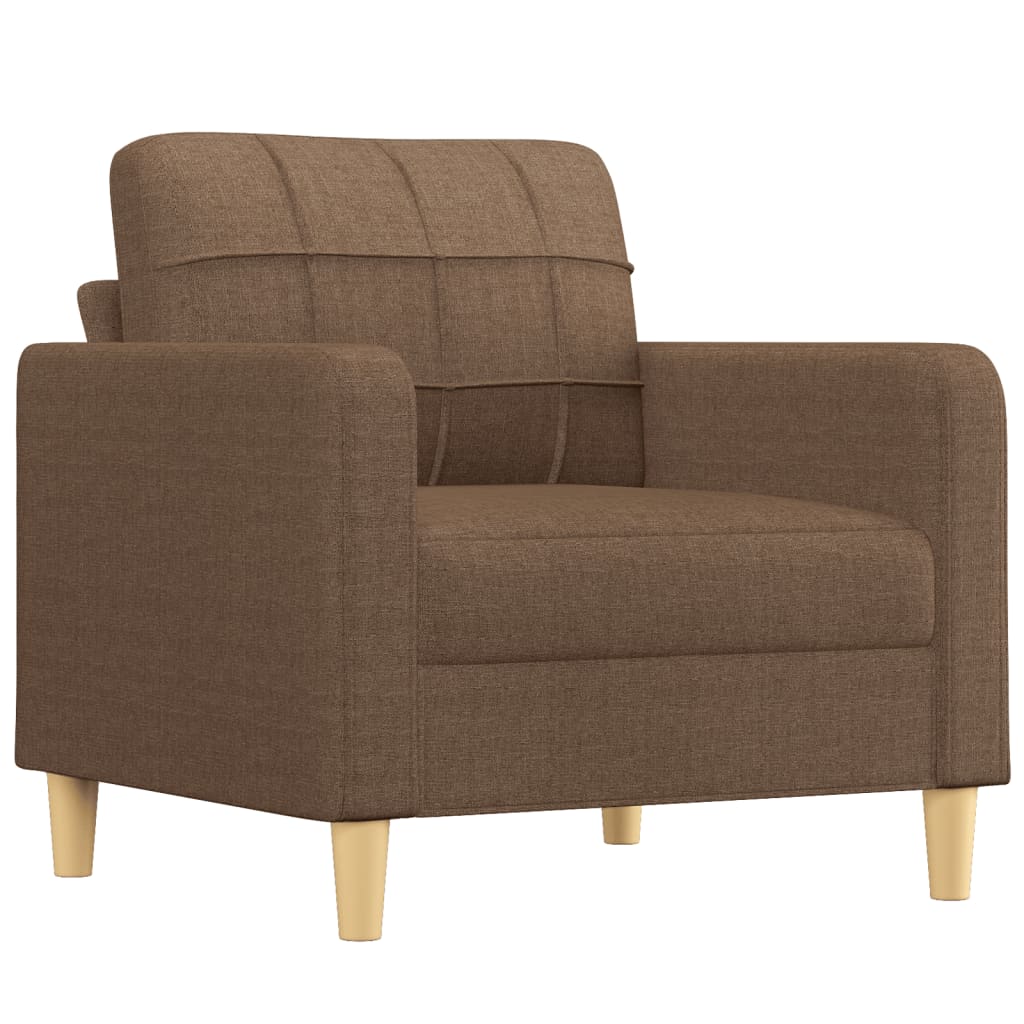3-dijelni set sofa s jastucima smeđi od tkanine