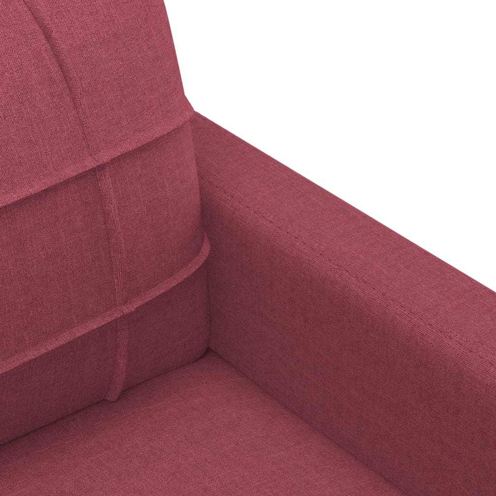 3-dijelni set sofa s jastucima crvena boja vina od tkanine