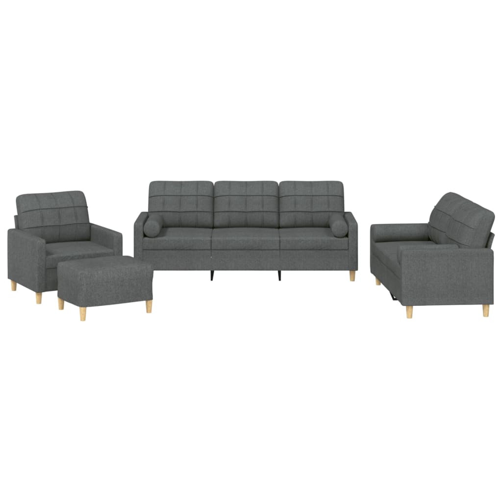 4-dijelni set sofa s jastucima tamnosivi od tkanine