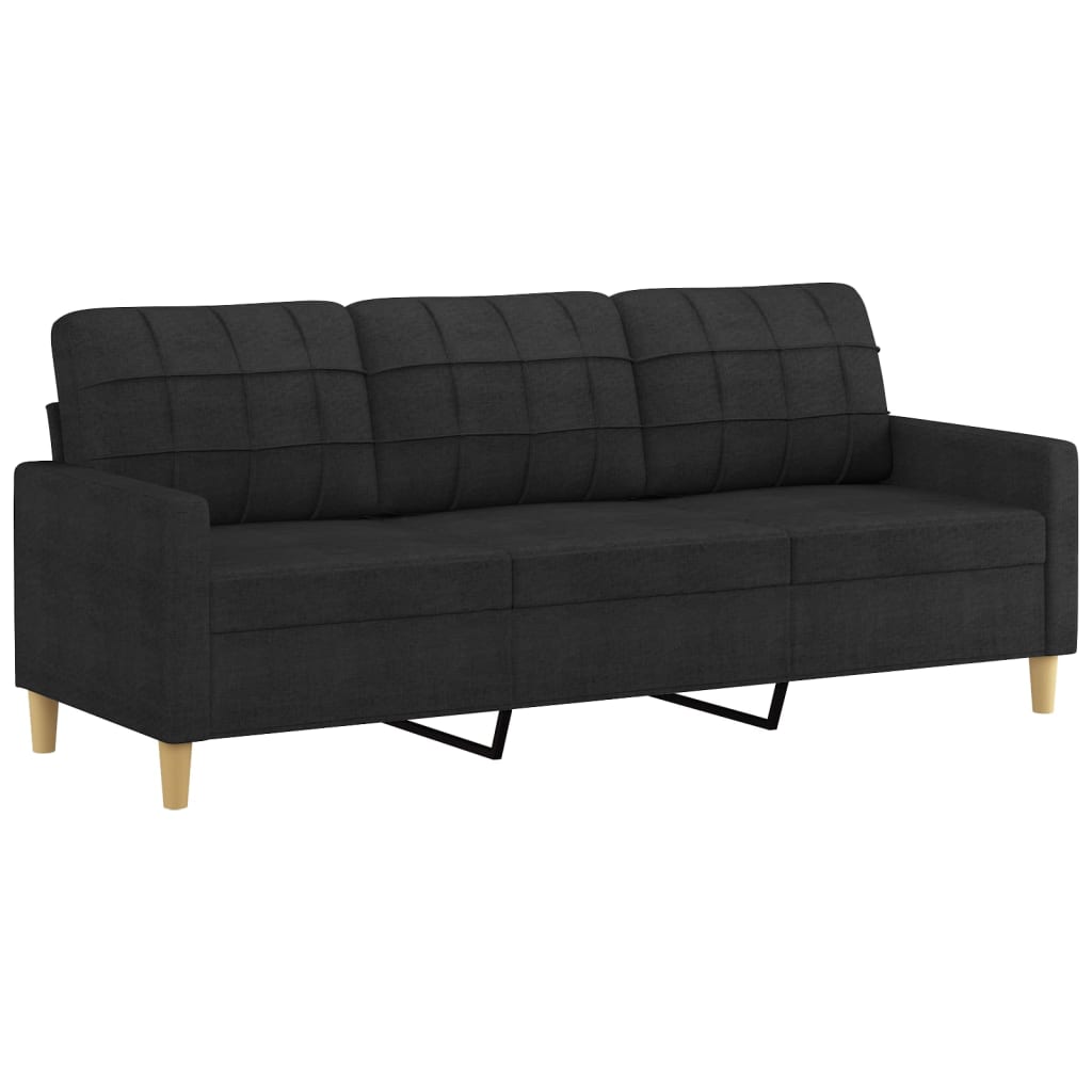 4-dijelni set sofa s jastucima crni od tkanine