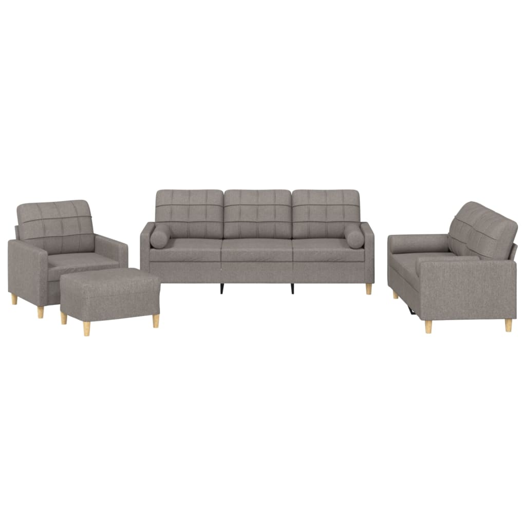 4-dijelni set sofa s jastucima smeđesivi od tkanine