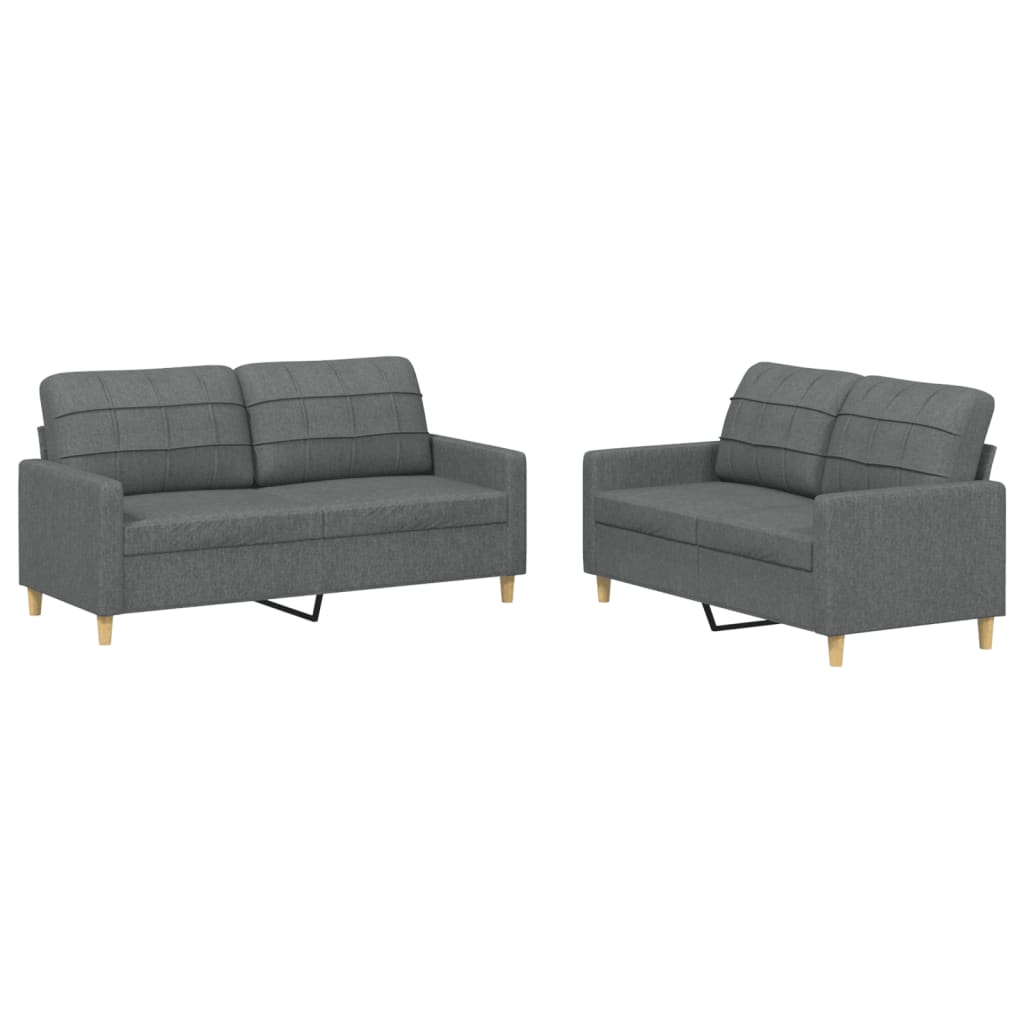 2-dijelni set sofa s jastucima tamnosivi od tkanine