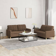 2-dijelni set sofa s jastucima smeđi od tkanine Smeđa