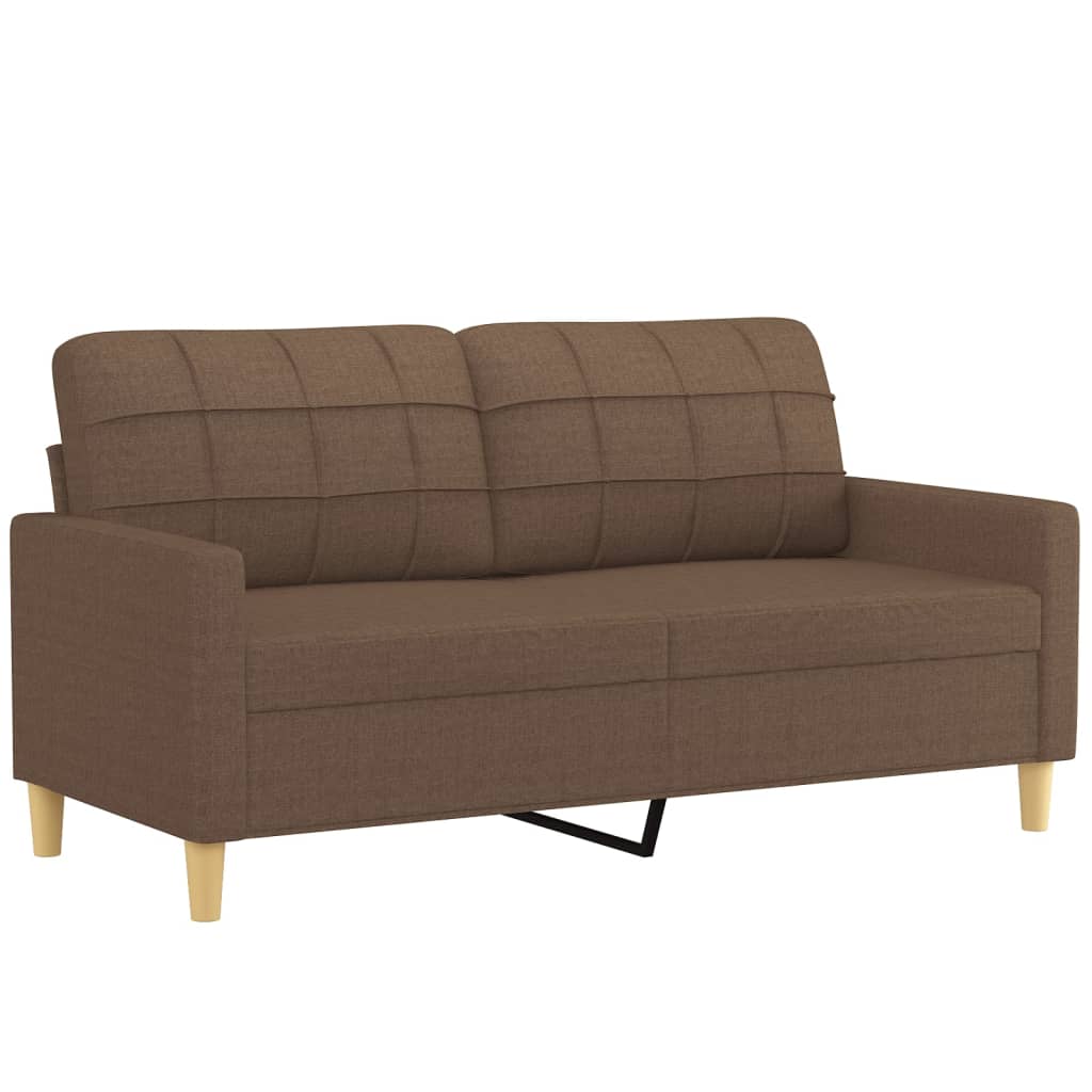 3-dijelni set sofa s jastucima smeđi od tkanine