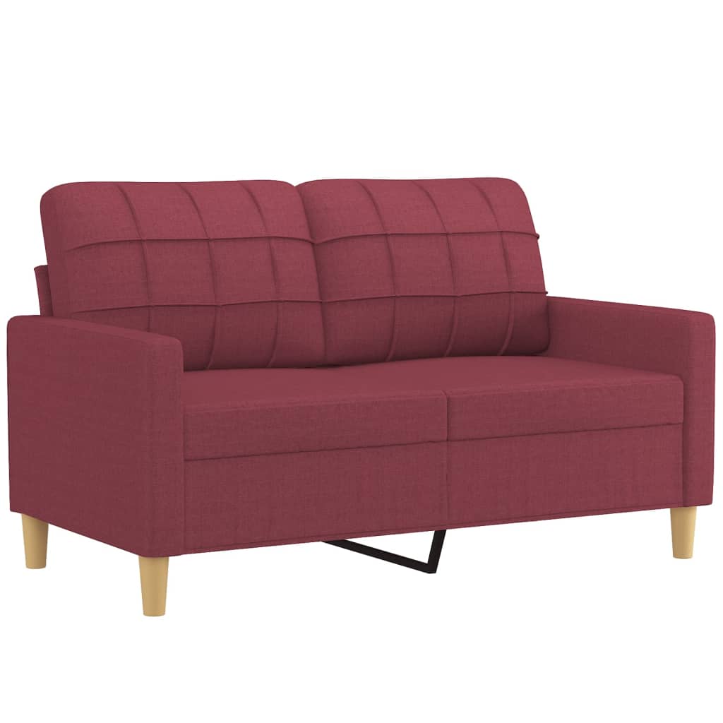 3-dijelni set sofa s jastucima crvena boja vina od tkanine