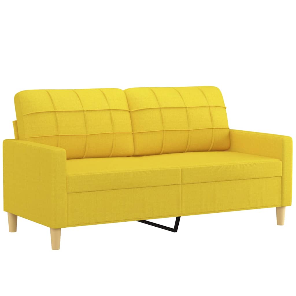 2-dijelni set sofa s jastucima svjetložuti od tkanine