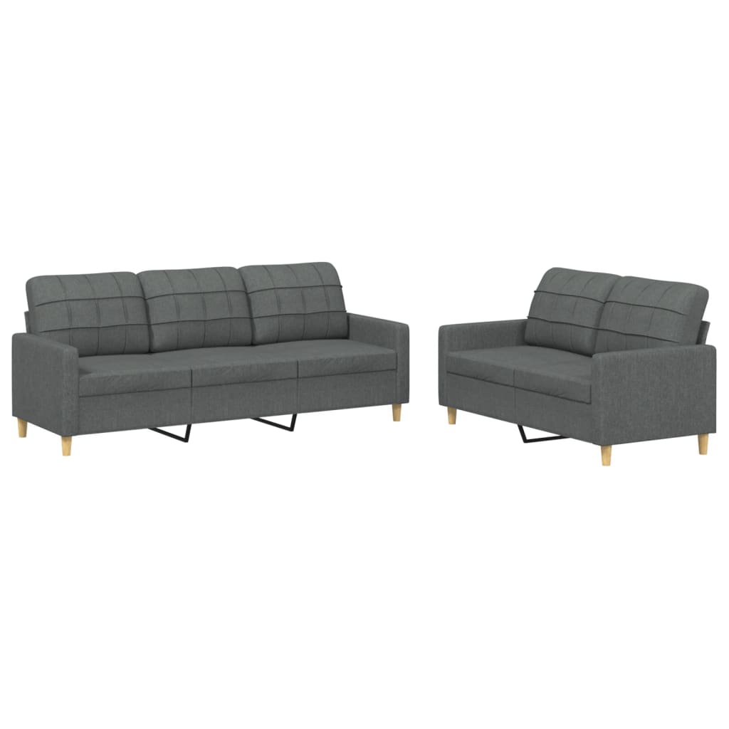 2-dijelni set sofa s jastucima tamnosivi od tkanine