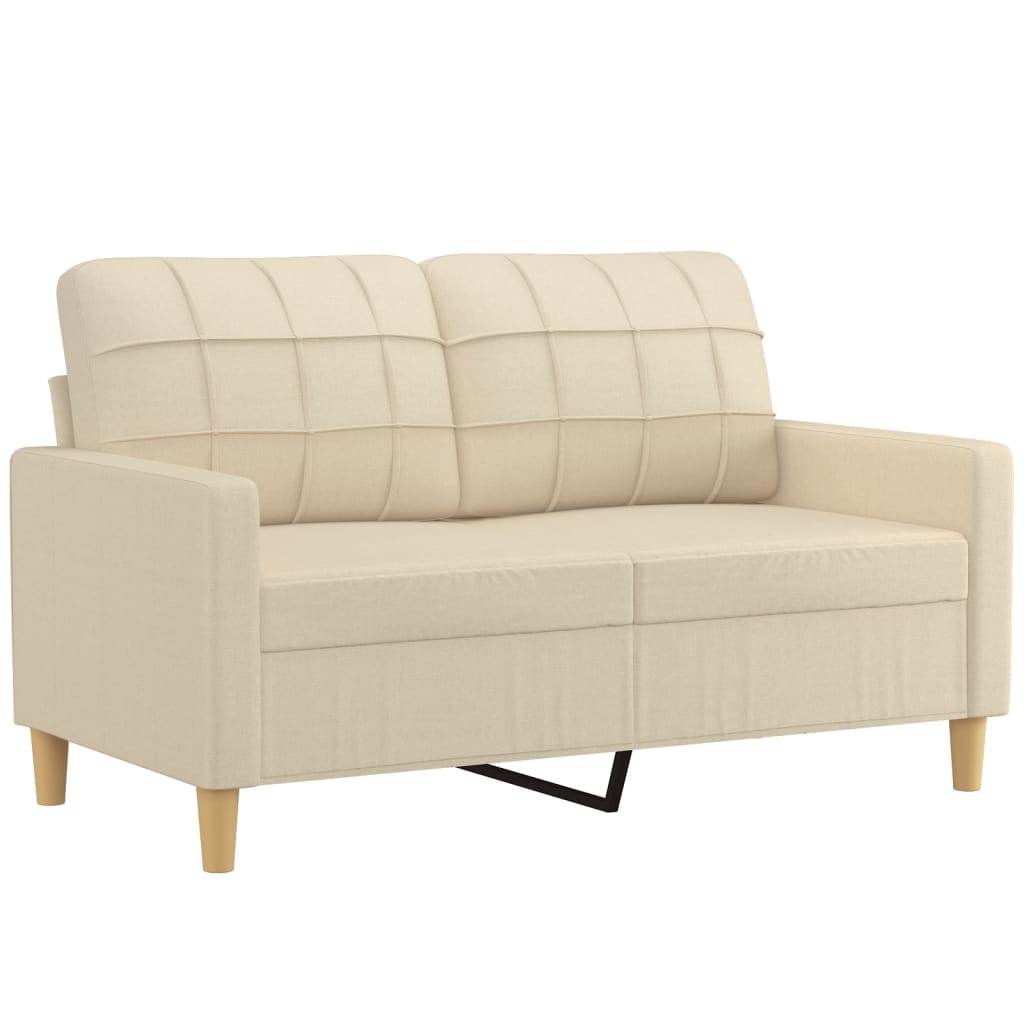 2-dijelni set sofa s jastucima krem od tkanine