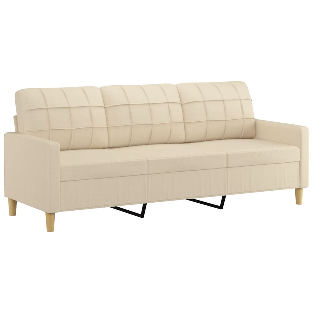 2-dijelni set sofa s jastucima krem od tkanine