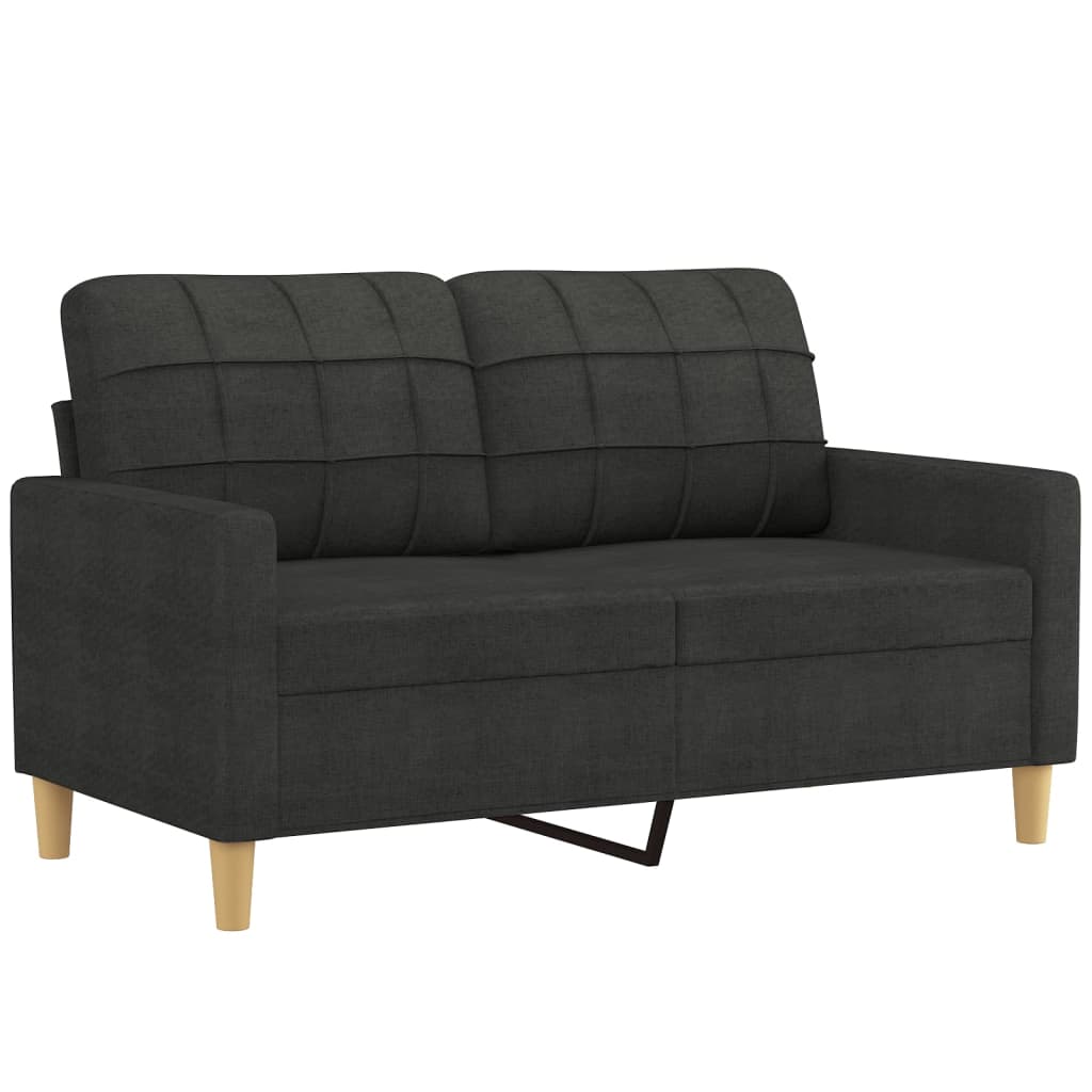 2-dijelni set sofa s jastucima crni od tkanine