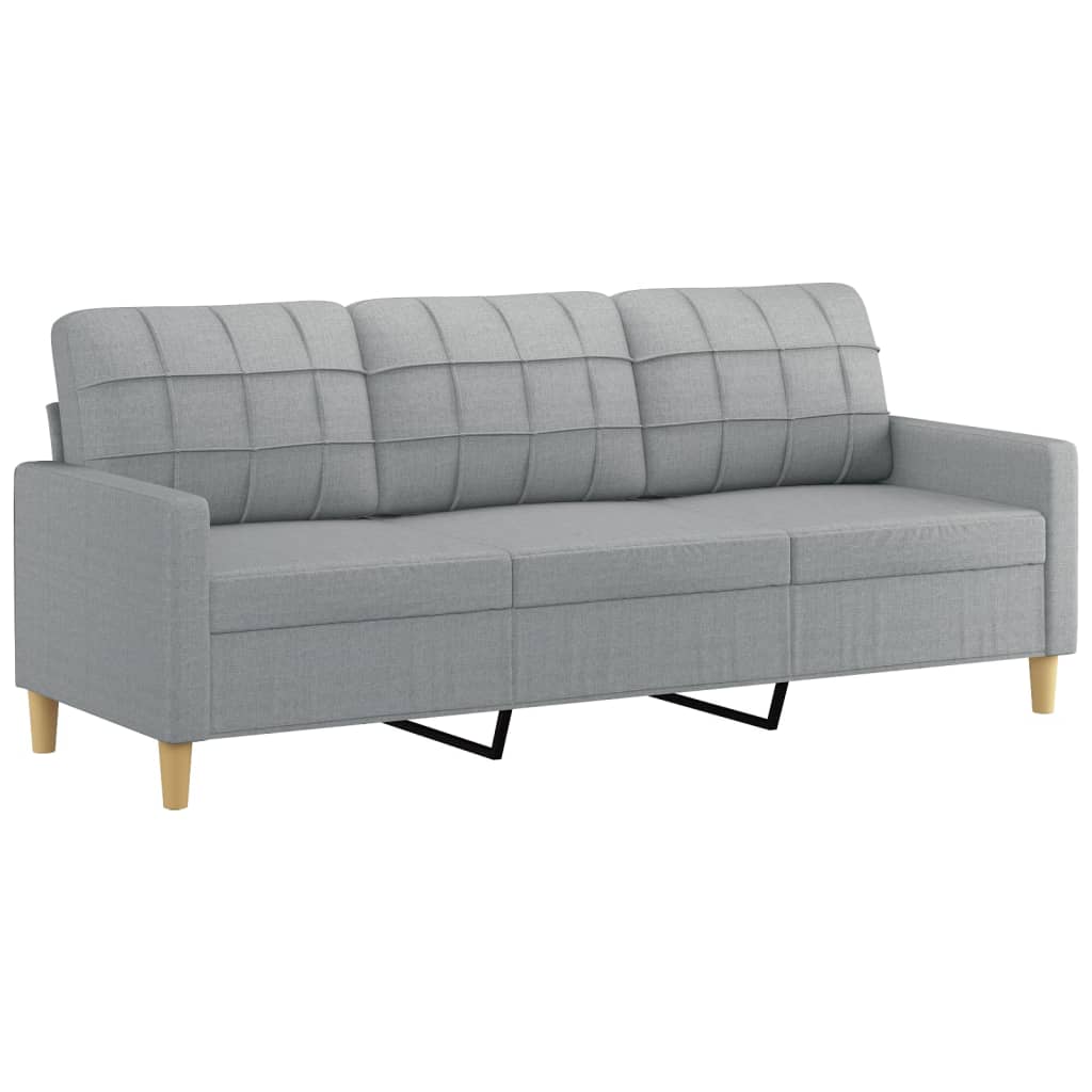 3-dijelni set sofa s jastucima svjetlosivi od tkanine