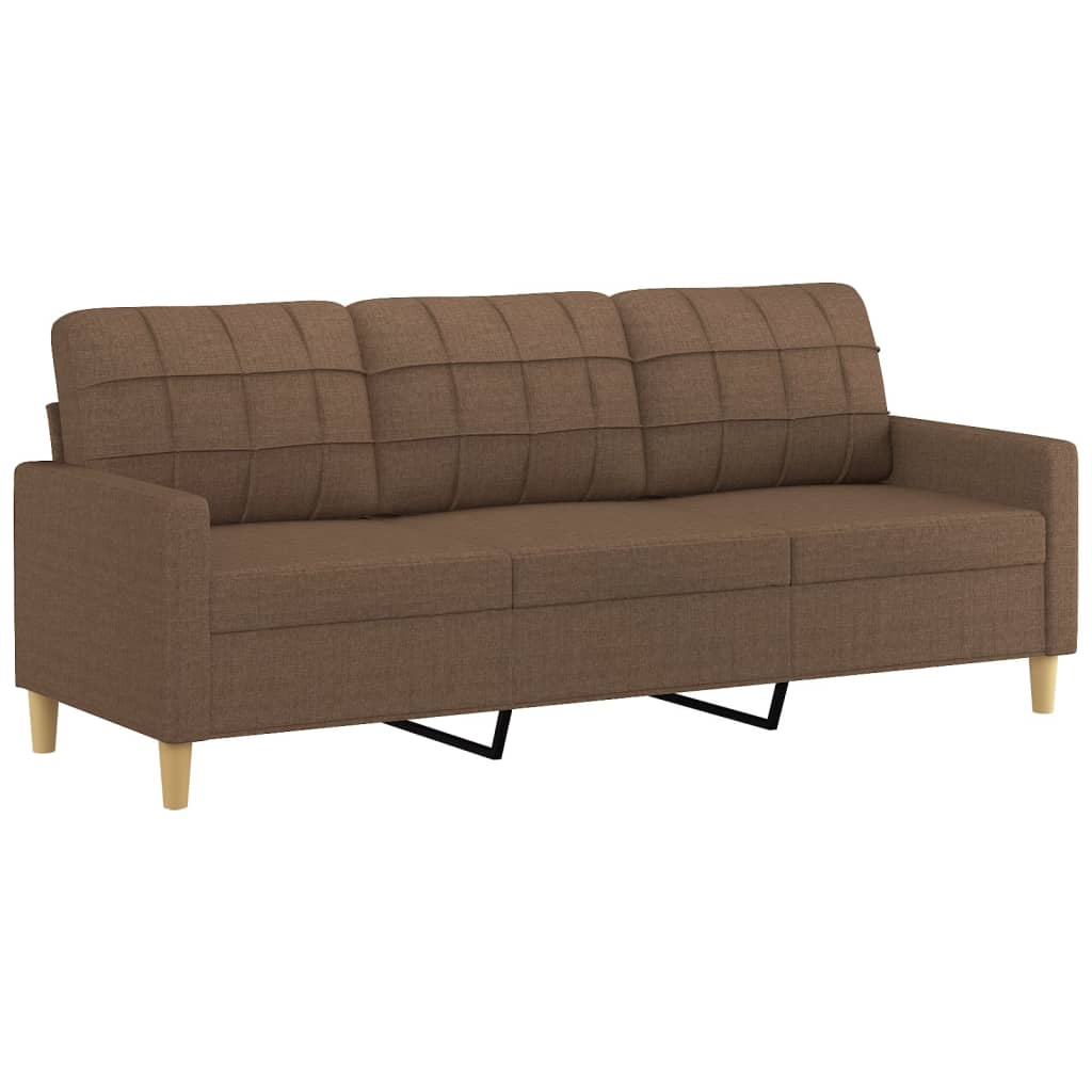 2-dijelni set sofa s jastucima smeđi od tkanine