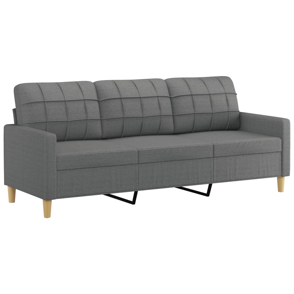 3-dijelni set sofa s jastucima tamnosivi od tkanine