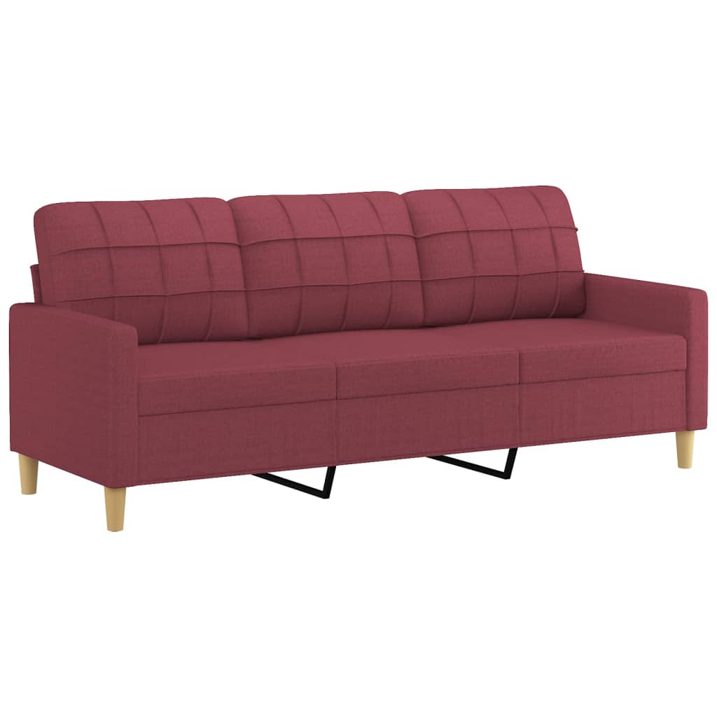 3-dijelni set sofa s jastucima crvena boja vina od tkanine