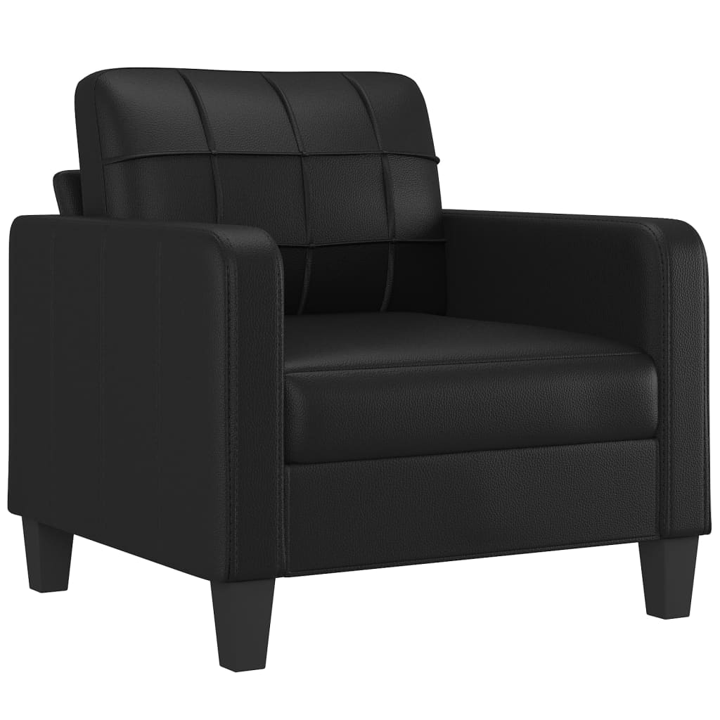 3-dijelni set sofa s jastucima crni od umjetne kože