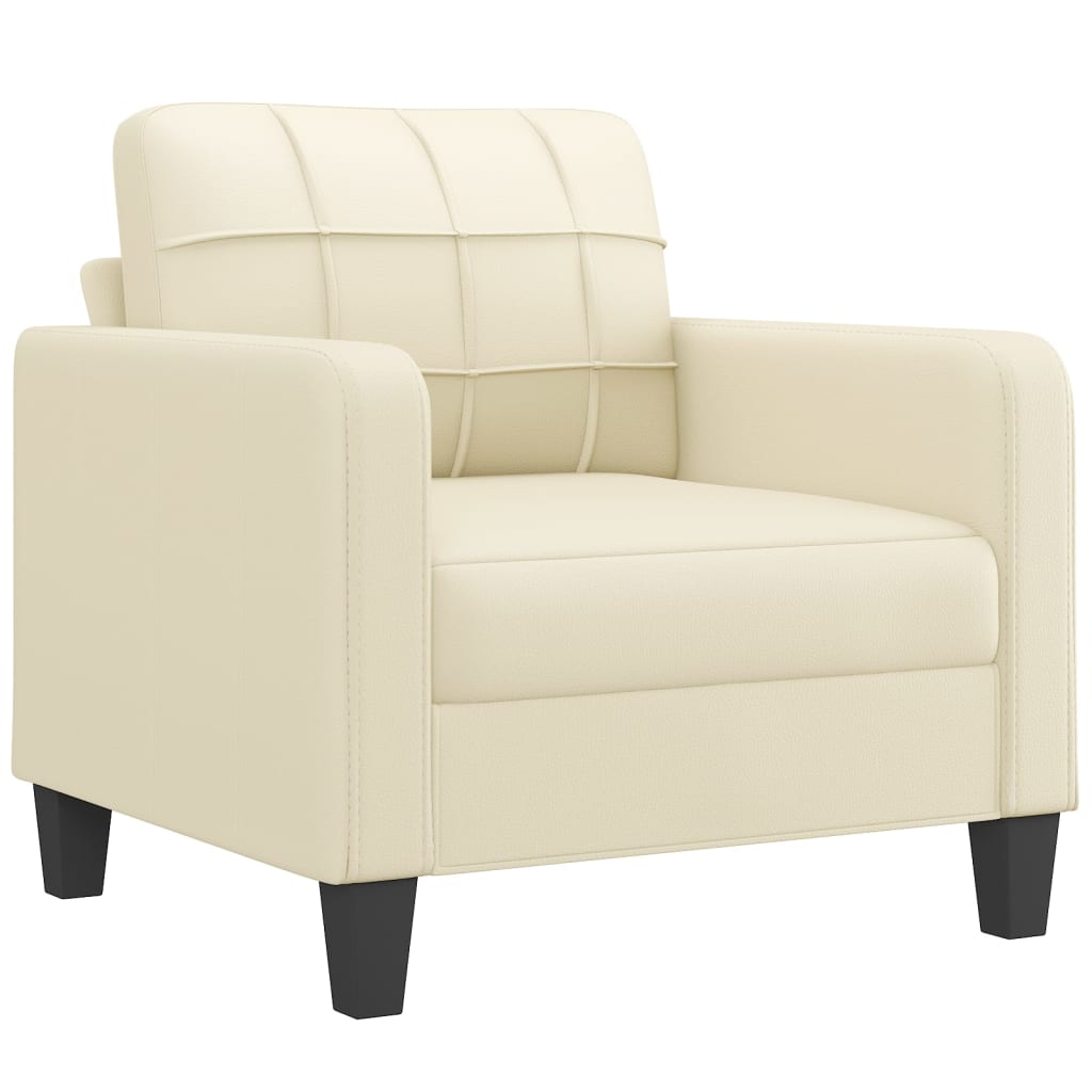 3-dijelni set sofa s jastucima krem od umjetne kože