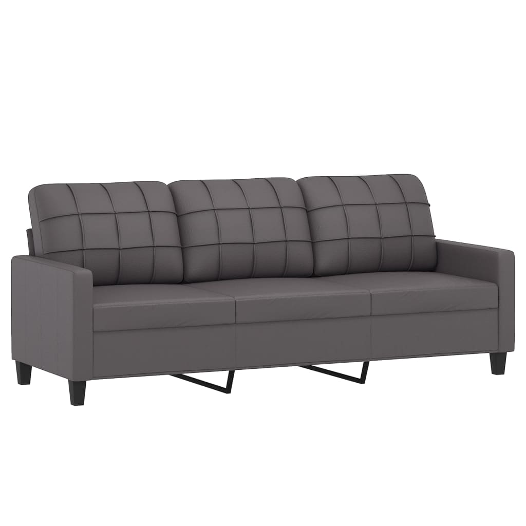 3-dijelni set sofa s jastucima sivi od umjetne kože